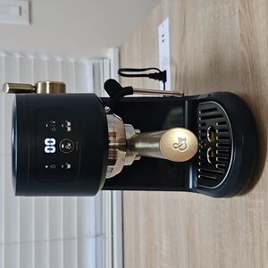 Espresso Machine --Dark Navy Blue with Gold Accents
